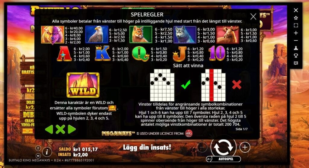 Buffalo King Megaways Spelregler