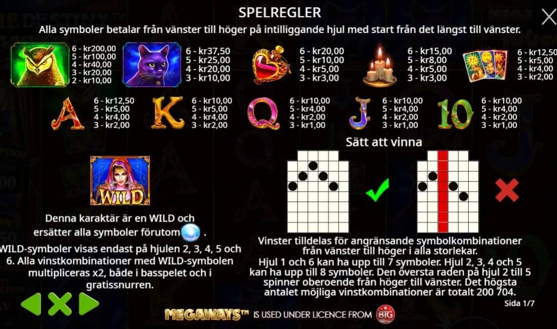 Madame Destiny Megaways Spelregler