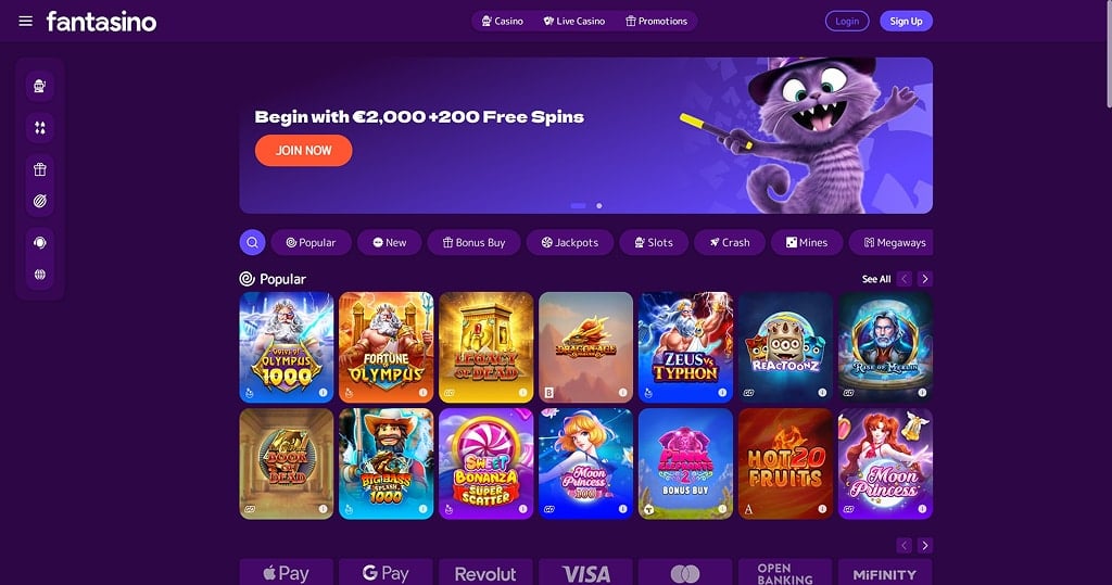 Fantasino Casinos hemsida
